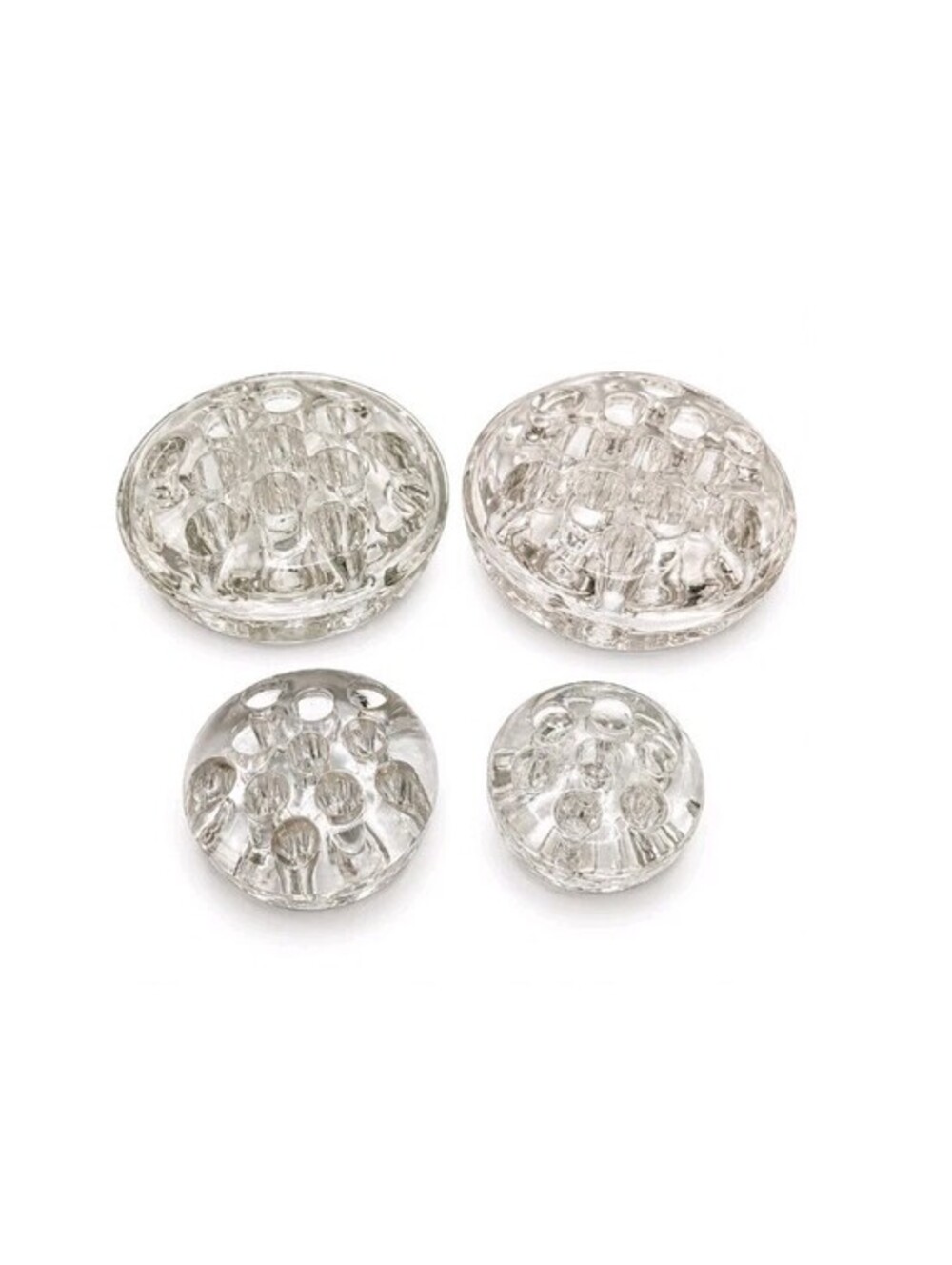 Lot of 4 Vintage Clear Glass Flower Frogs Floral Arrangers Mixed Sizes